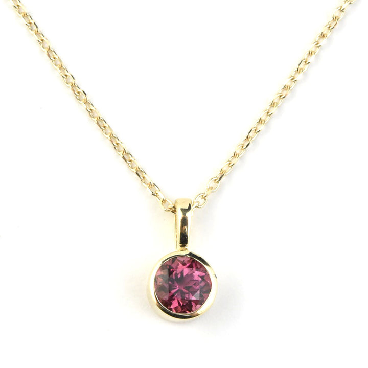 Bezel Set Birthstone Necklace, 14k Yellow Gold - Goldmakers Fine Jewelry