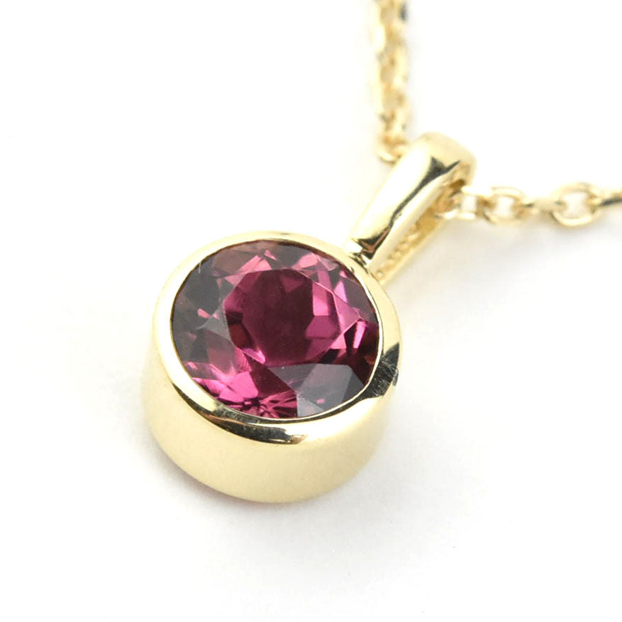 Bezel Set Birthstone Necklace, 14k Yellow Gold - Goldmakers Fine Jewelry