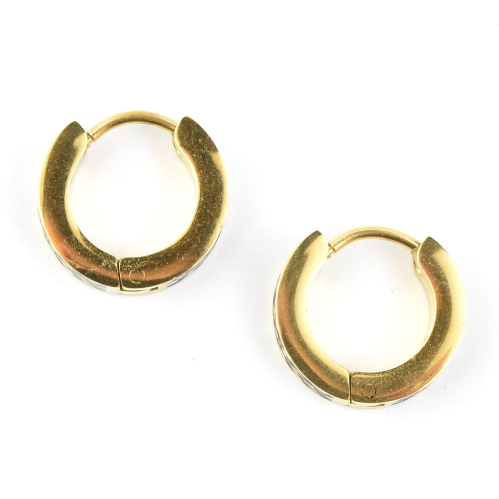 Black Fawn Print Chunky Huggie Hoops - Goldmakers Fine Jewelry