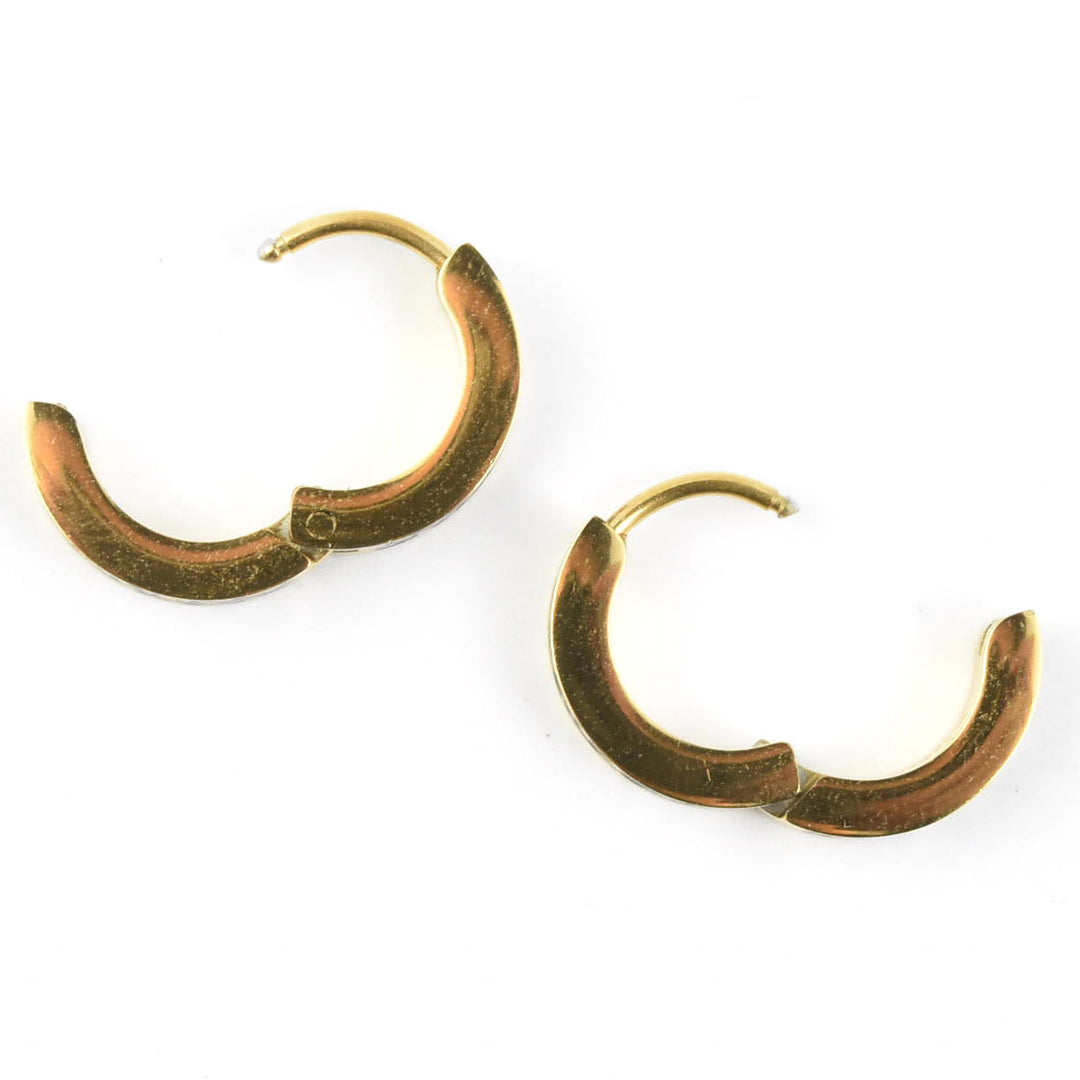 Black Fawn Print Chunky Huggie Hoops - Goldmakers Fine Jewelry