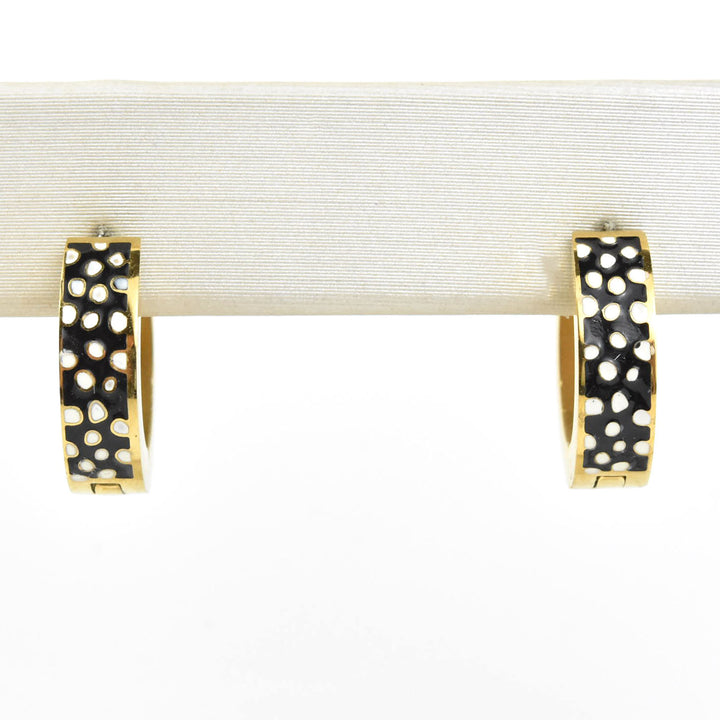 Black Fawn Print Chunky Huggie Hoops - Goldmakers Fine Jewelry