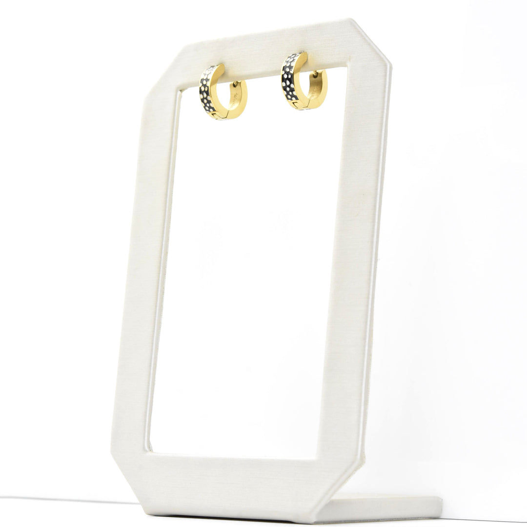 Black Fawn Print Chunky Huggie Hoops - Goldmakers Fine Jewelry