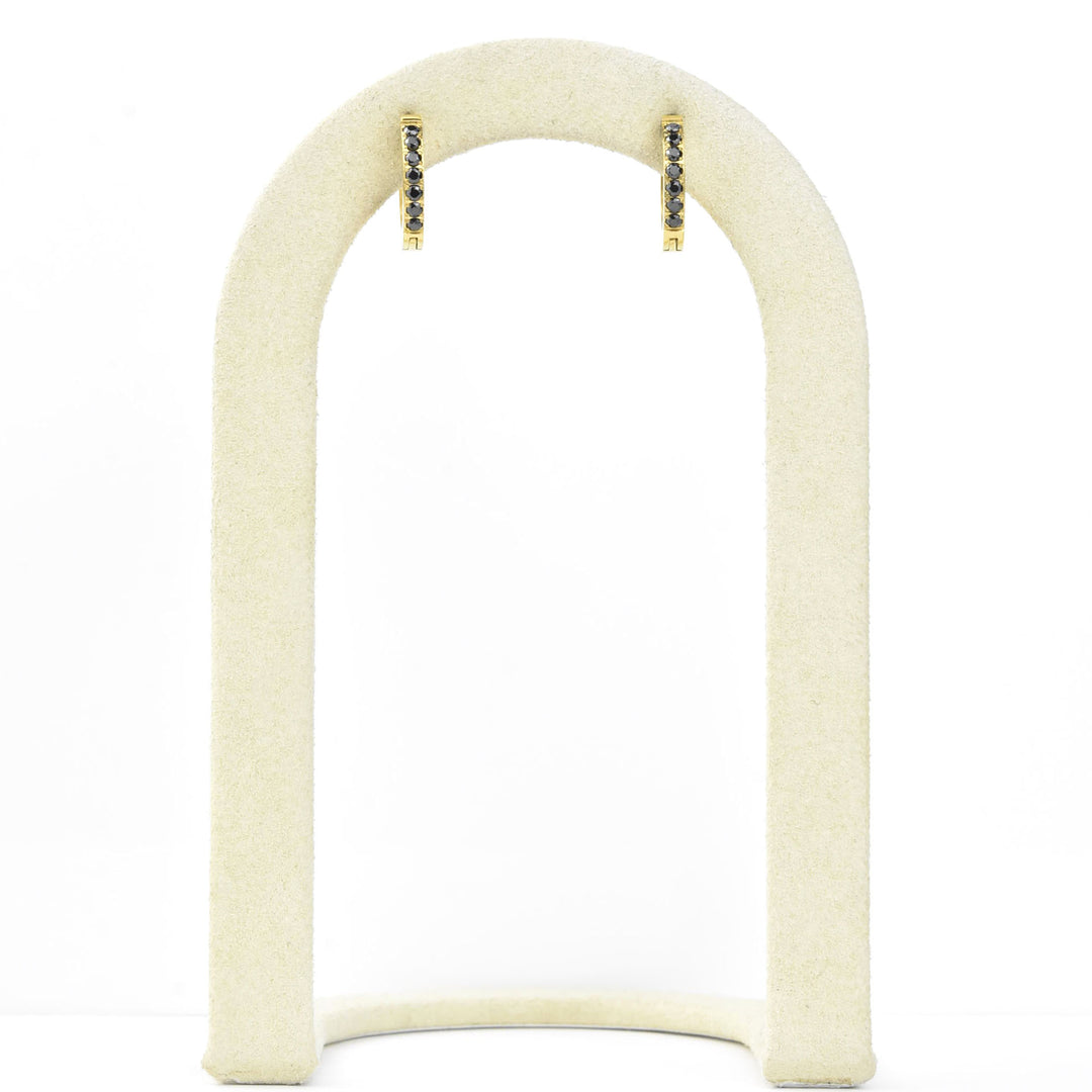 Black Gem Huggie Hoops - Goldmakers Fine Jewelry