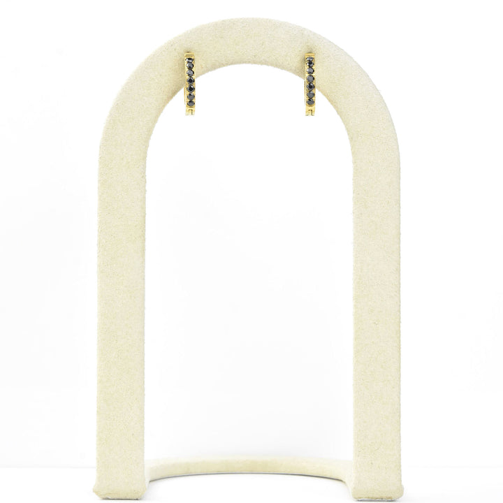 Black Gem Huggie Hoops - Goldmakers Fine Jewelry