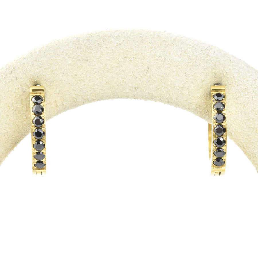 Black Gem Huggie Hoops - Goldmakers Fine Jewelry