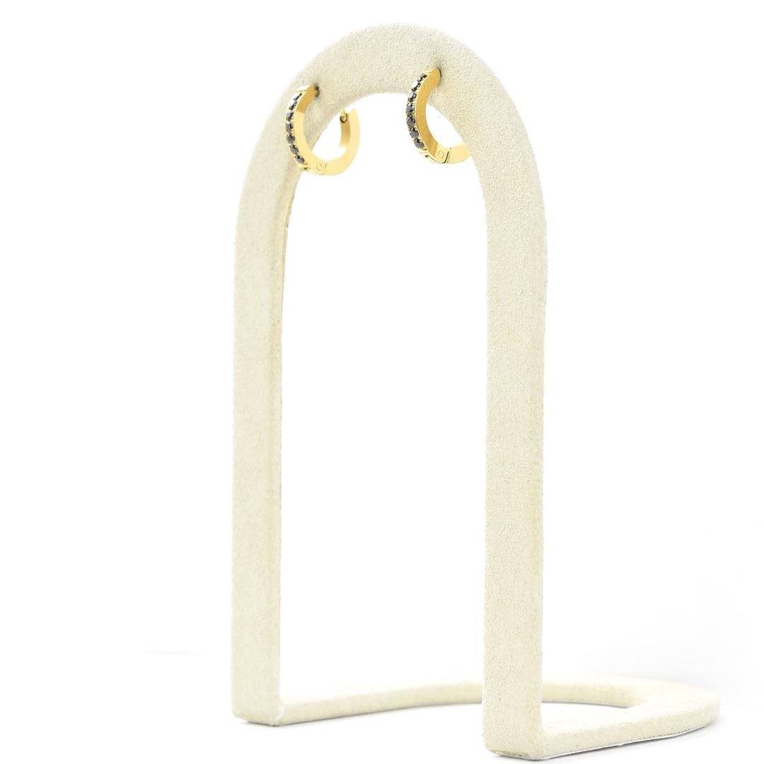 Black Gem Huggie Hoops - Goldmakers Fine Jewelry