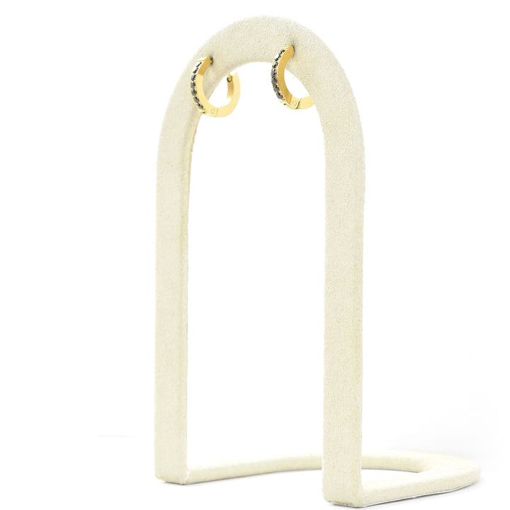 Black Gem Huggie Hoops - Goldmakers Fine Jewelry