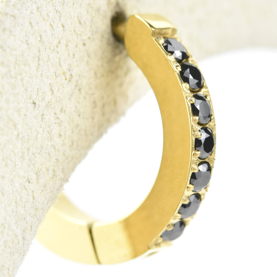 Black Gem Huggie Hoops - Goldmakers Fine Jewelry