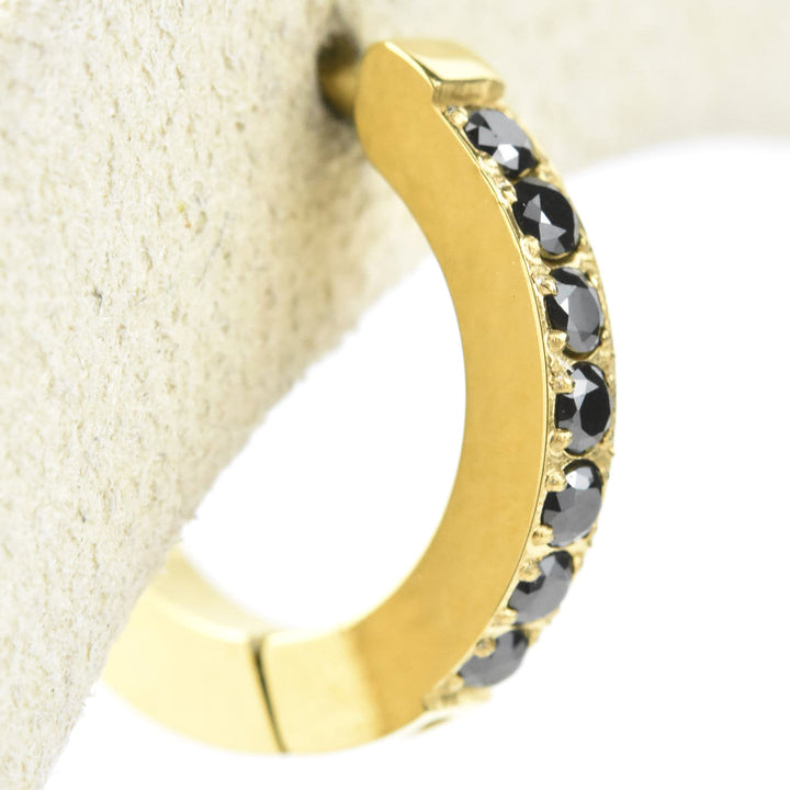 Black Gem Huggie Hoops - Goldmakers Fine Jewelry
