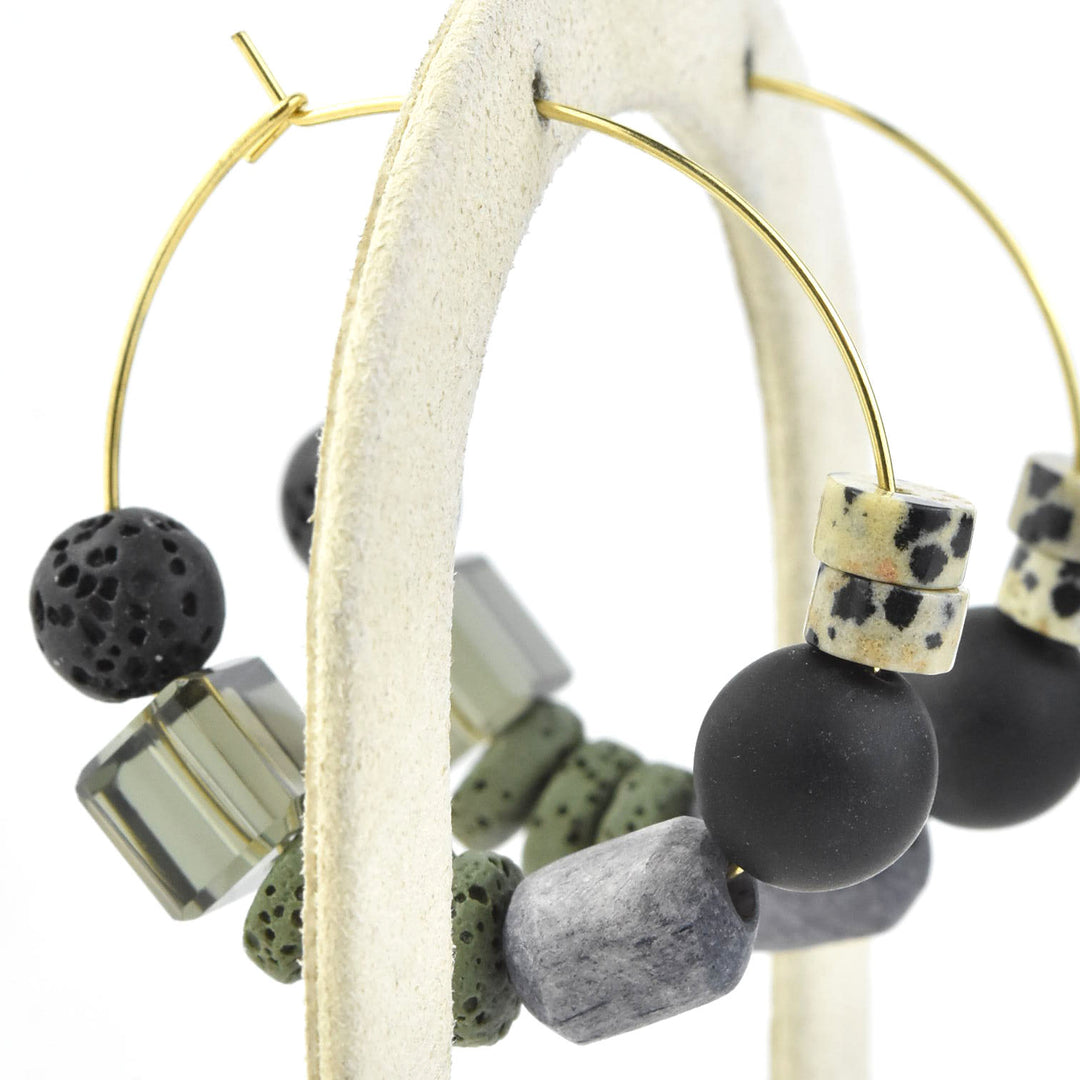 Multi-stone Hoops in Black