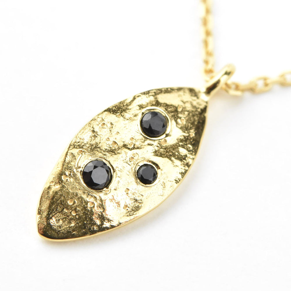 Black Spinel Leaf Charm Necklace - Goldmakers Fine Jewelry