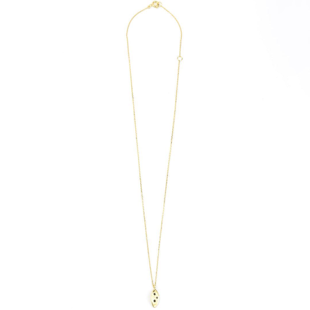 Black Spinel Leaf Charm Necklace - Goldmakers Fine Jewelry
