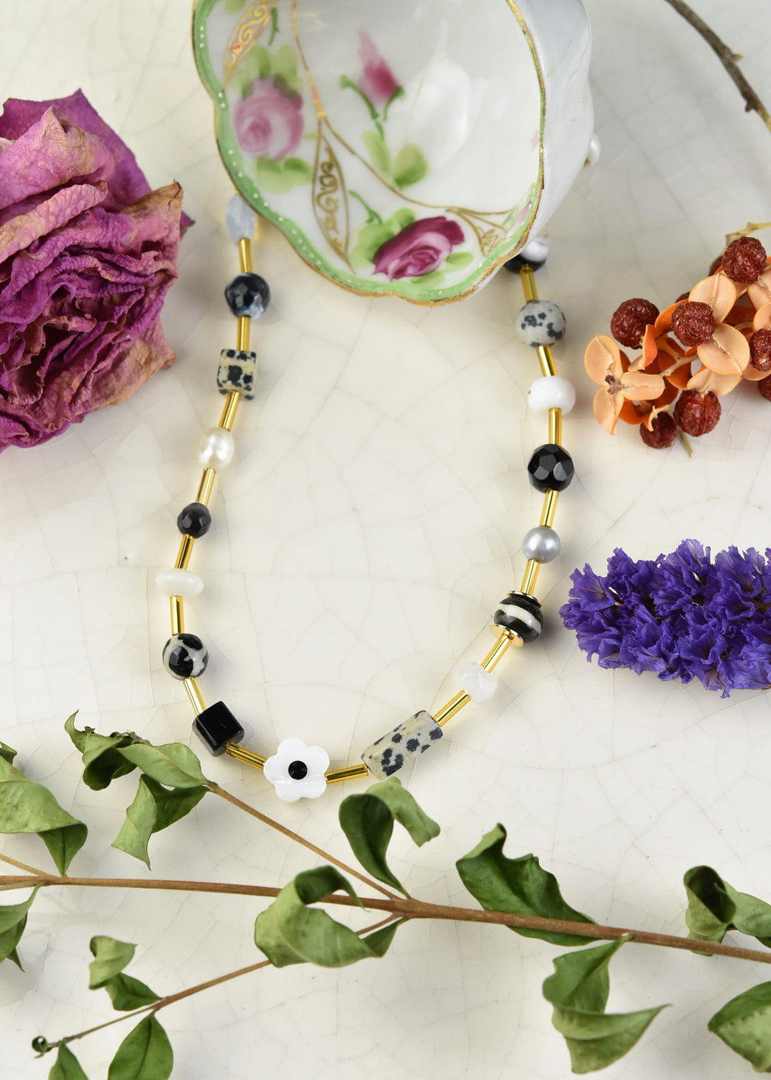 Black & White Beaded Necklace