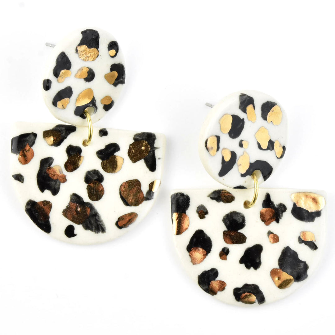 Black & White Leopard Statement Earrings