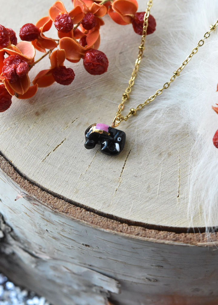 Black Elephant Necklace