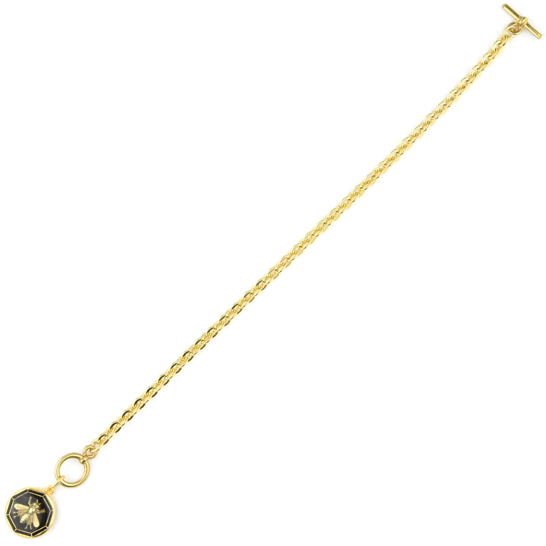 Black Enamel Bee Bracelet - Goldmakers Fine Jewelry