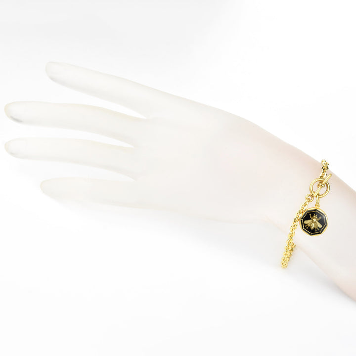 Black Enamel Bee Bracelet - Goldmakers Fine Jewelry
