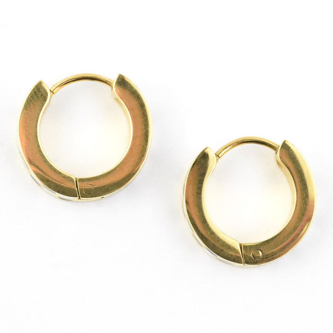 Checkered Chunky Huggie Hoops - Goldmakers Fine Jewelry