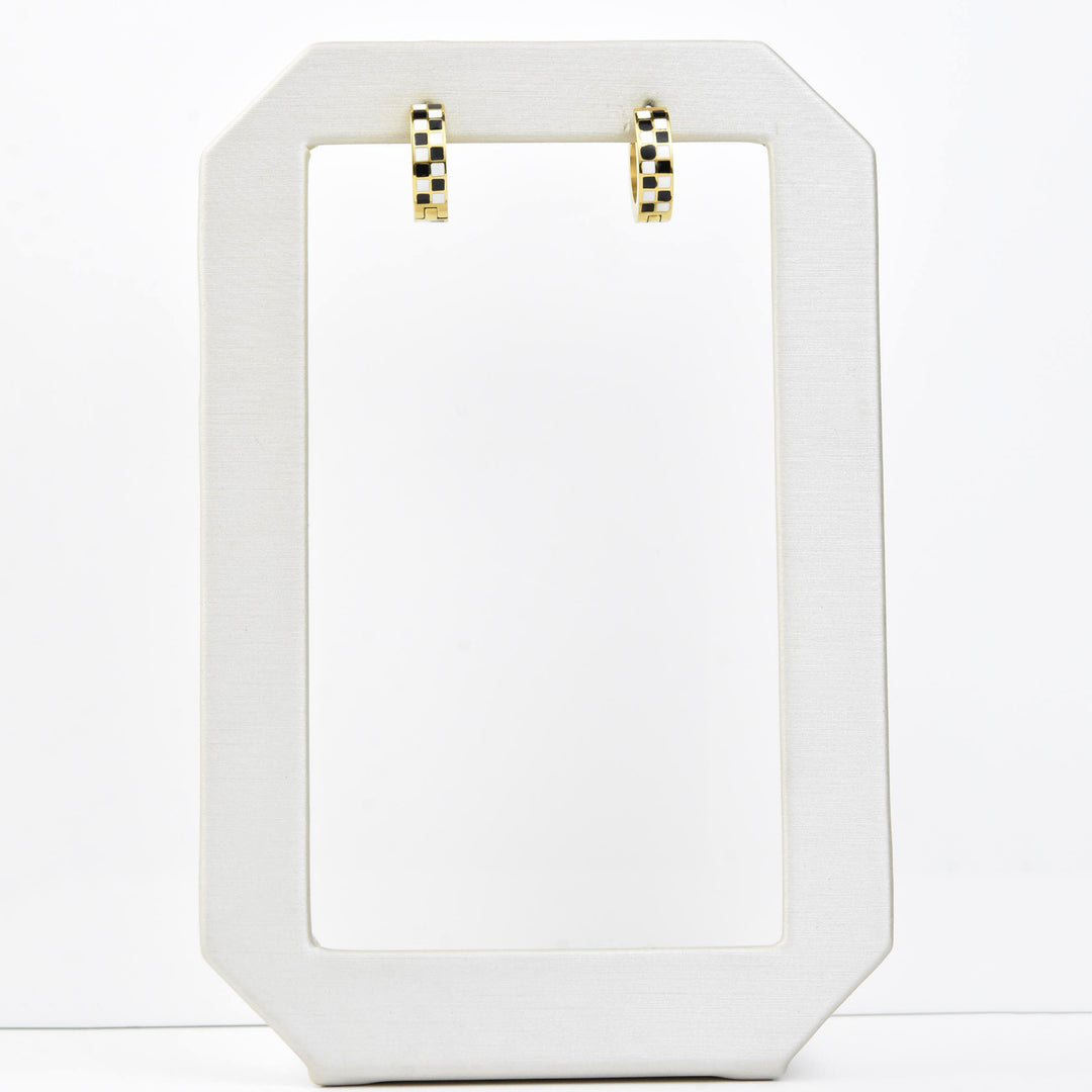Checkered Chunky Huggie Hoops - Goldmakers Fine Jewelry