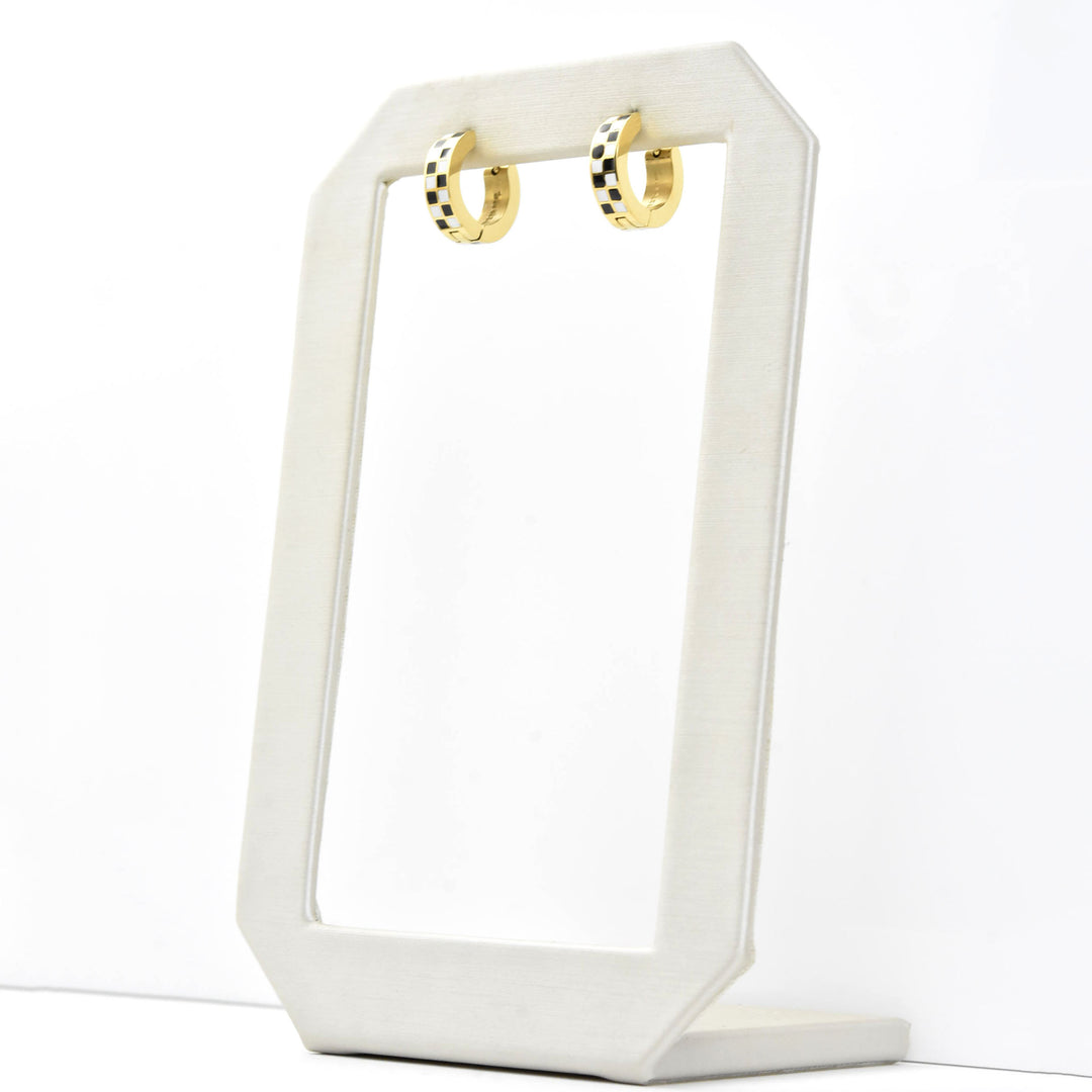 Checkered Chunky Huggie Hoops - Goldmakers Fine Jewelry