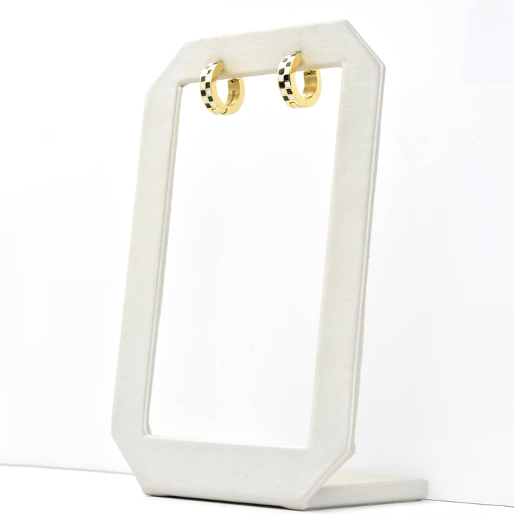 Checkered Chunky Huggie Hoops - Goldmakers Fine Jewelry