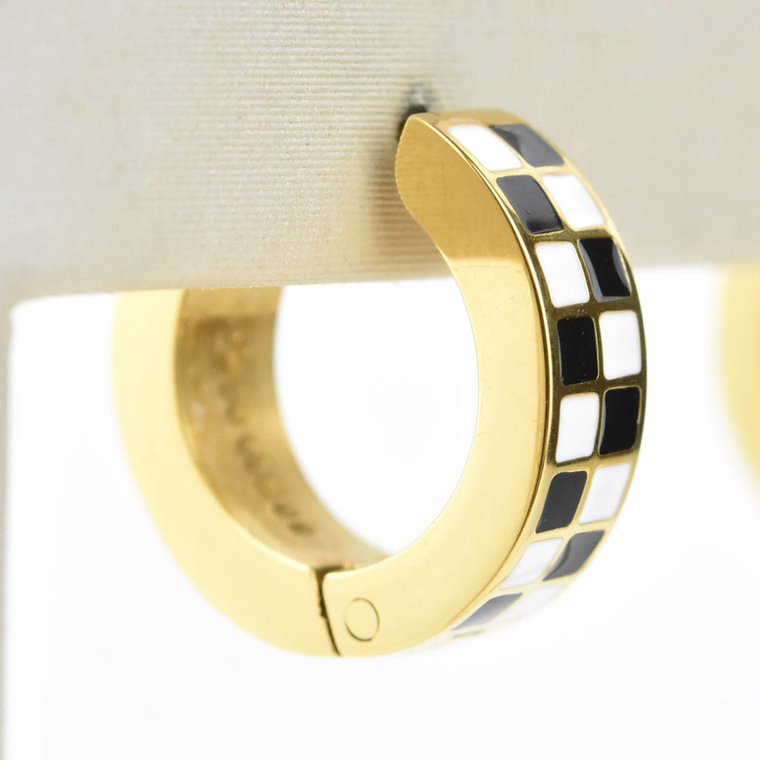 Checkered Chunky Huggie Hoops - Goldmakers Fine Jewelry