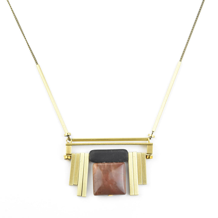 Black & Brown Art Deco Necklace - Goldmakers Fine Jewelry
