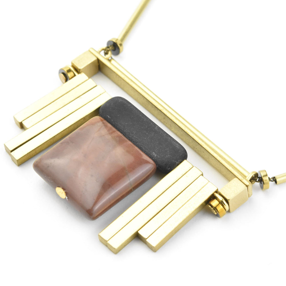 Black & Brown Art Deco Necklace - Goldmakers Fine Jewelry