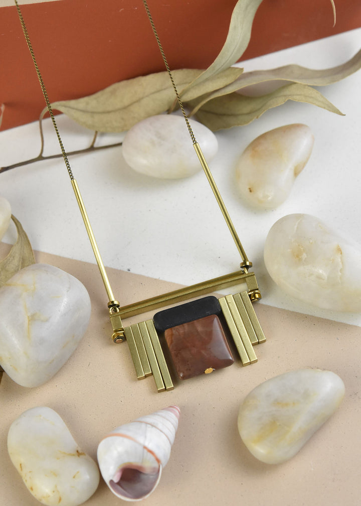 Black & Brown Art Deco Necklace - Goldmakers Fine Jewelry