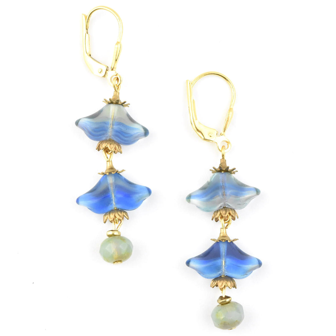 Blue Art Glass Blossom Dangles