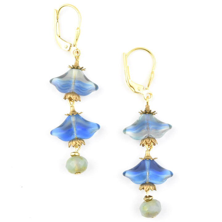 Blue Art Glass Blossom Dangles