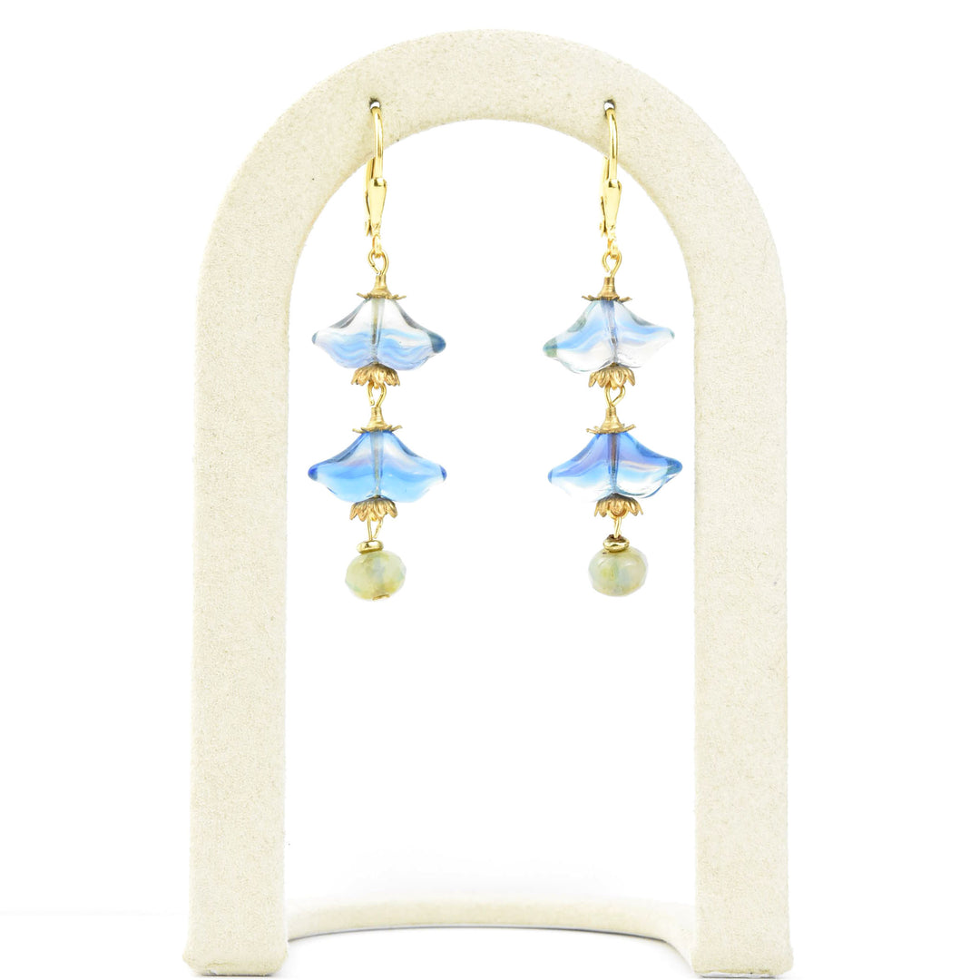 Blue Art Glass Blossom Dangles