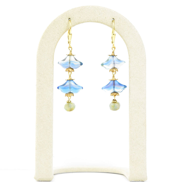 Blue Art Glass Blossom Dangles