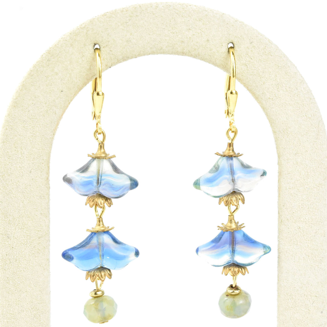 Blue Art Glass Blossom Dangles