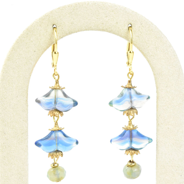 Blue Art Glass Blossom Dangles