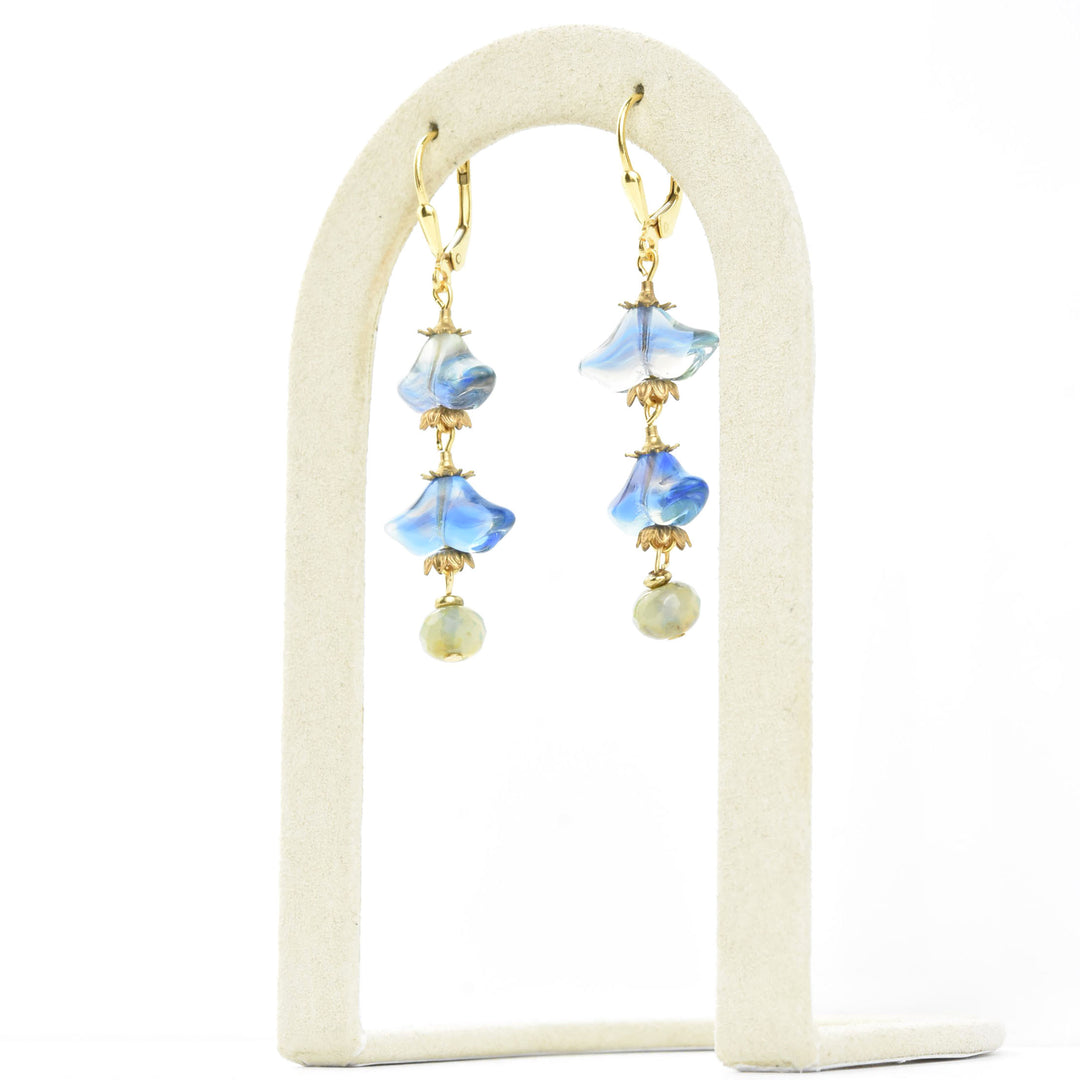 Blue Art Glass Blossom Dangles