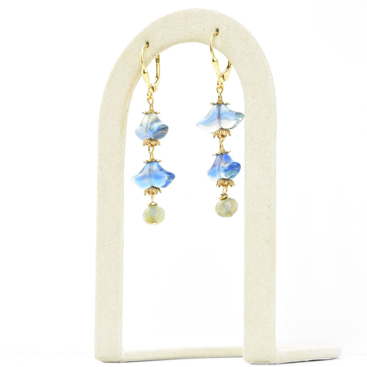 Blue Art Glass Blossom Dangles