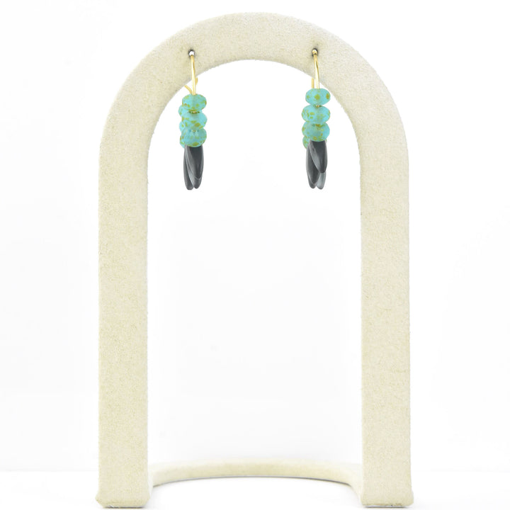 Blue Montana Glass Fringe Mini Hoops