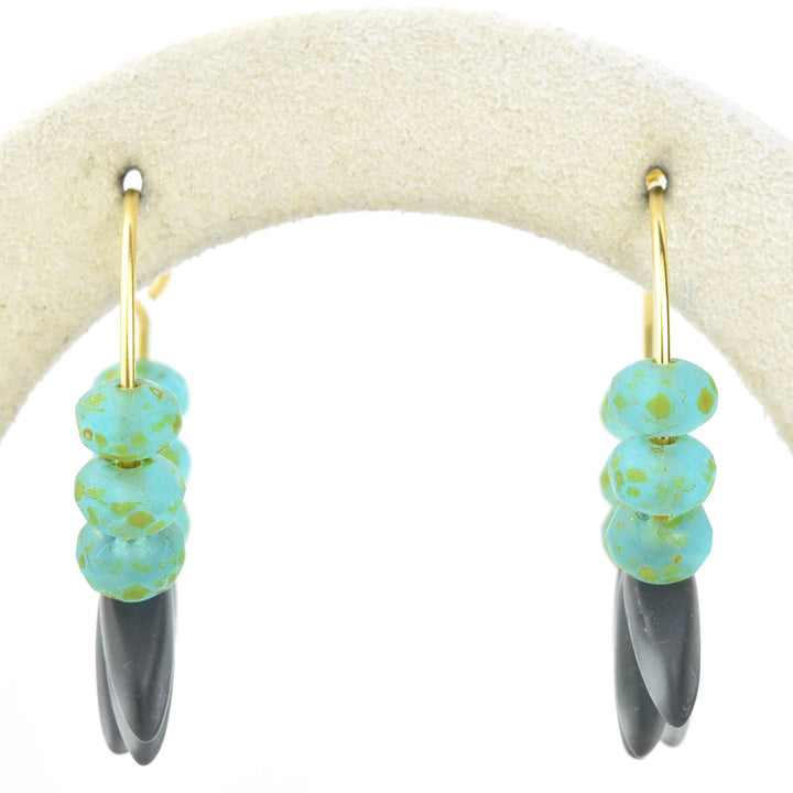 Blue Montana Glass Fringe Mini Hoops