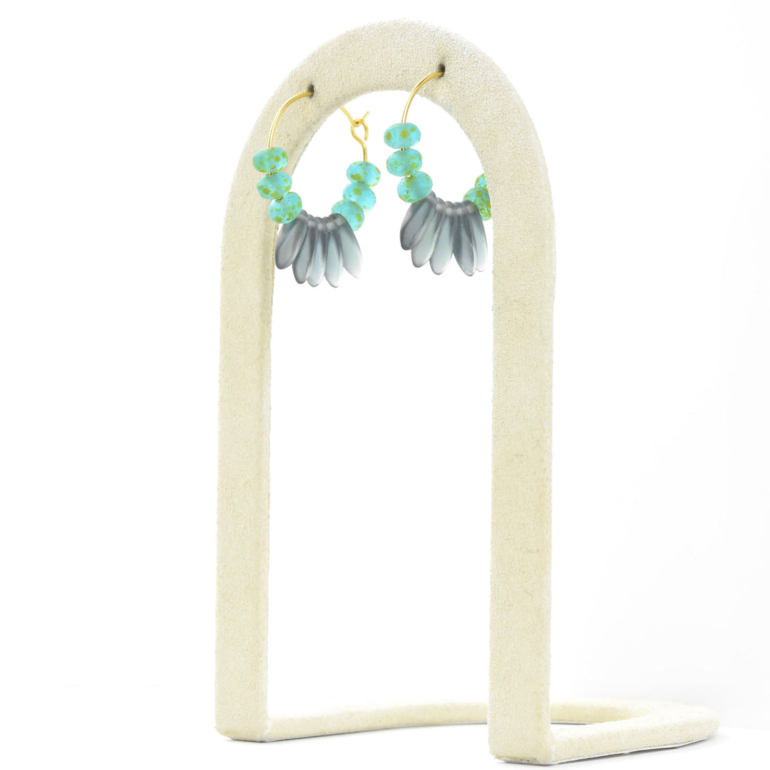 Blue Montana Glass Fringe Mini Hoops