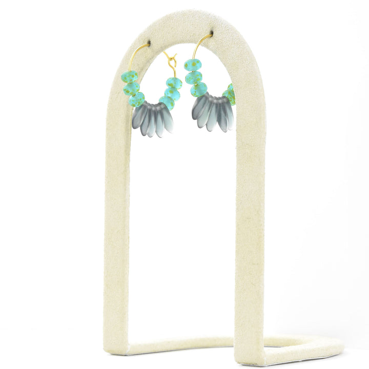 Blue Montana Glass Fringe Mini Hoops
