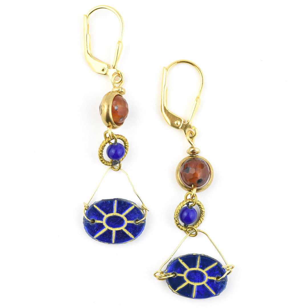 Blue Sun Art Glass Dangles
