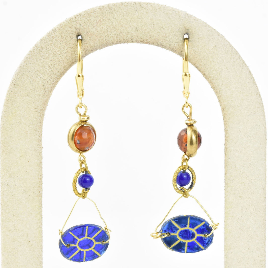 Blue Sun Art Glass Dangles