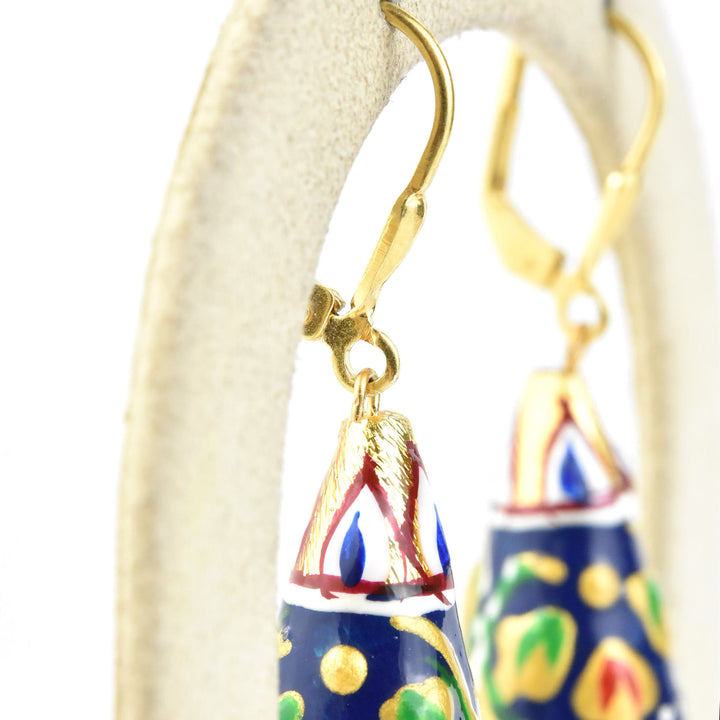 Hand-Painted Blue Teardrop Earrings