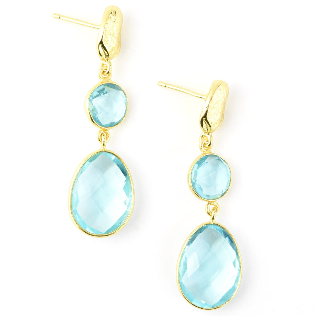 Blue Topaz Double Drop Earrings - Goldmakers Fine Jewelry