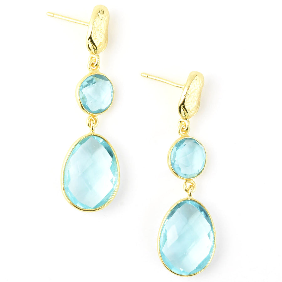 Blue Topaz Double Drop Earrings - Goldmakers Fine Jewelry