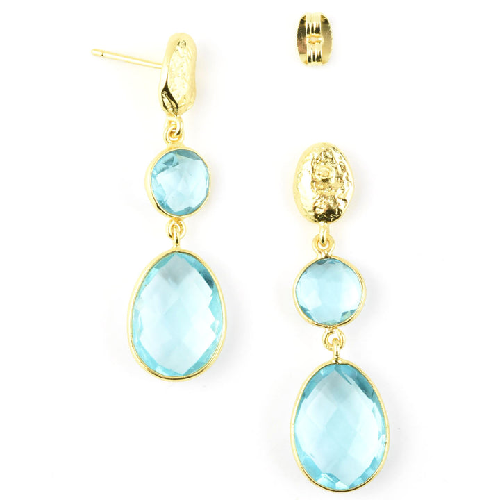 Blue Topaz Double Drop Earrings - Goldmakers Fine Jewelry