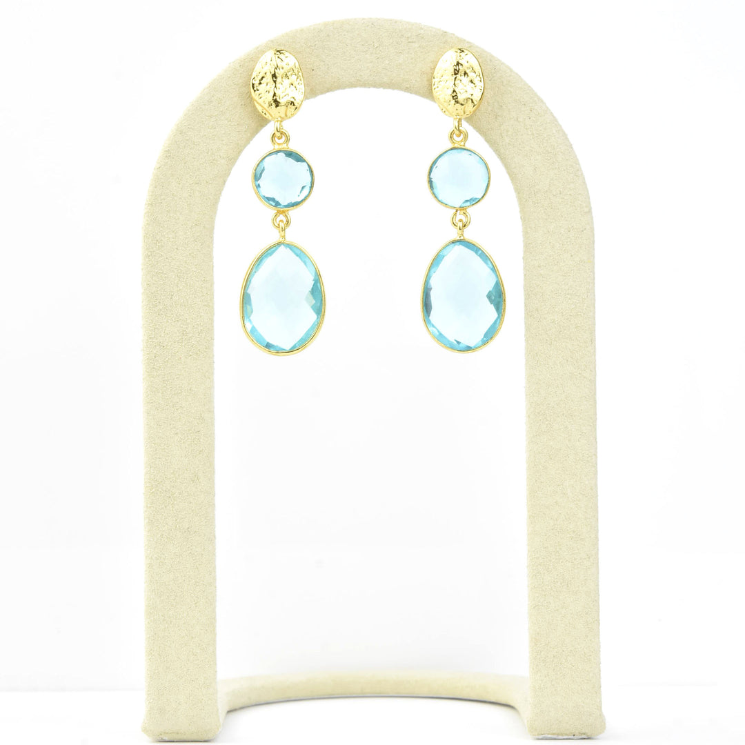 Blue Topaz Double Drop Earrings - Goldmakers Fine Jewelry