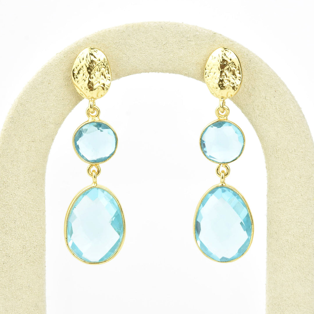 Blue Topaz Double Drop Earrings - Goldmakers Fine Jewelry