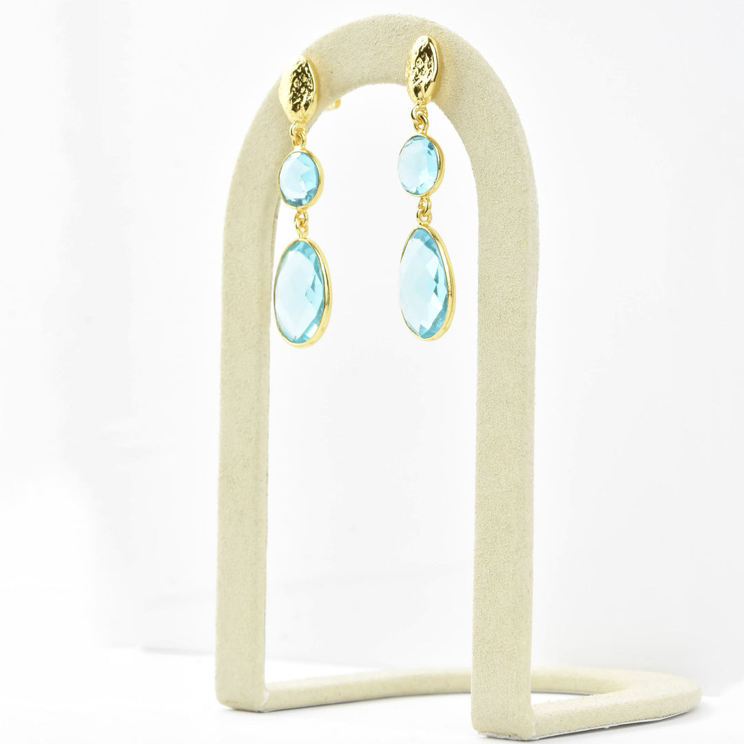 Blue Topaz Double Drop Earrings - Goldmakers Fine Jewelry